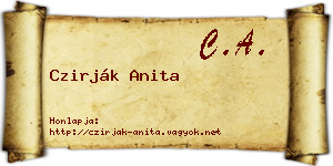 Czirják Anita névjegykártya